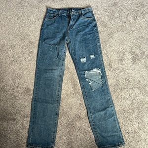 High waisted ripped boyfriend jeans